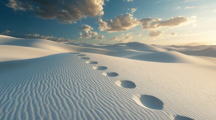 Footsteps Left In Sand Dunes