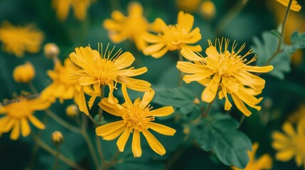 close up photo of yellow clustered flower