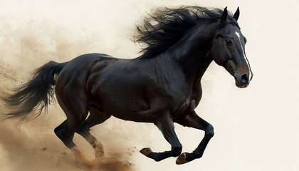 Fototapeta premium Portrait of a Running Black Horse