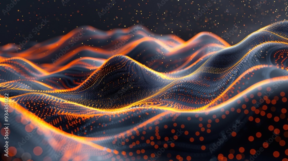 Poster craft a high-resolution abstract background featuring a dark black surface with orange dots and line