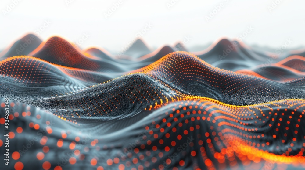 Poster produce a high-resolution 3d rendering of an abstract background with a black surface, featuring ora