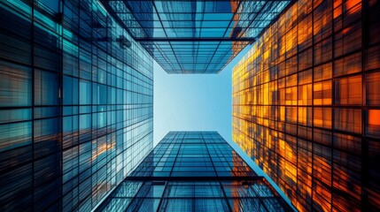 Geometric Glass City Architecture