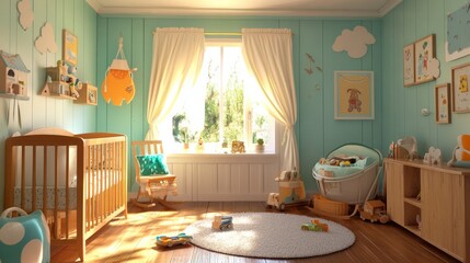 The interior of a nice, bright children's room.