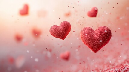 Obraz premium Romantic Cascade of Red Hearts in 3D