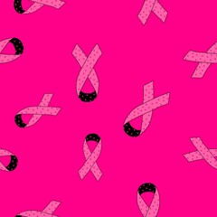 Breast cancer month seamless pink ribbon day mammogram pattern