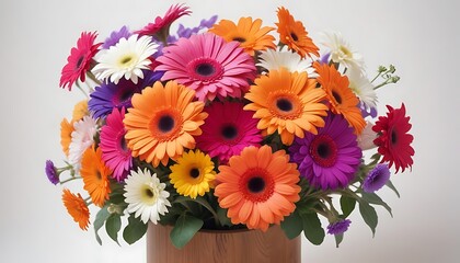 A vibrant bouquet of colorful gerber fowers