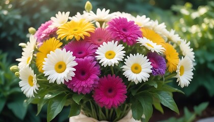A vibrant bouquet of colorful gerber fowers
