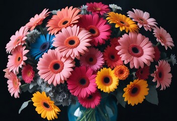 A vibrant bouquet of colorful gerber fowers