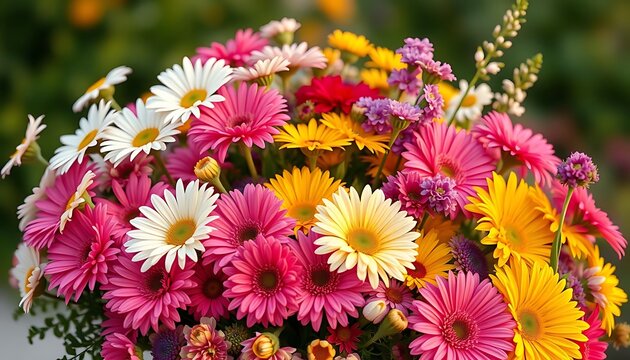 A vibrant bouquet of colorful gerber fowers