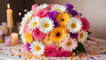 A vibrant bouquet of colorful gerber fowers