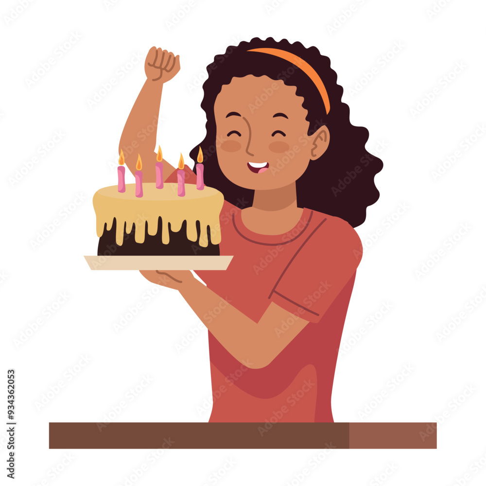 Canvas Prints happy girl blowing birthday candle