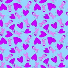 Breast cancer month seamless pink ribbon day mammogram pattern