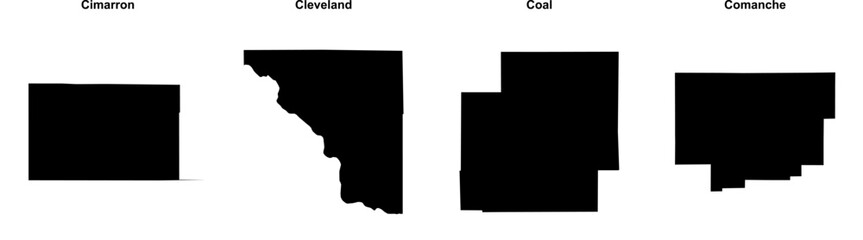 Cimarron, Cleveland, Coal, Comanche outline maps