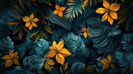Fototapeta premium Craft an abstract background that merges botanical designs with advanced technology, resulting in a visually distinct and thought-provoking composition