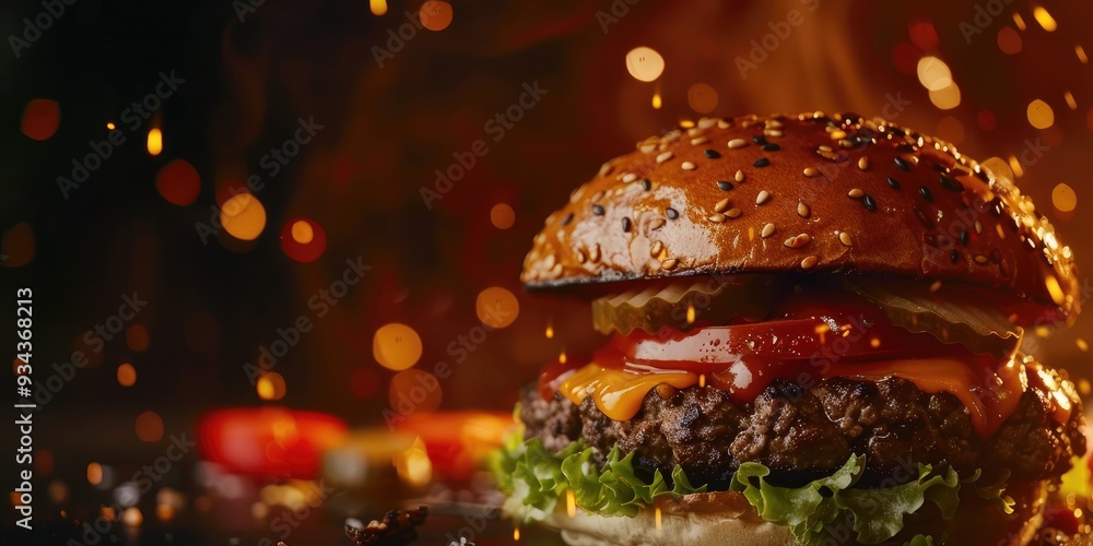 Canvas Prints Large patty tomato cheeseburger