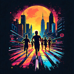 New york city marathon background t-shirt design