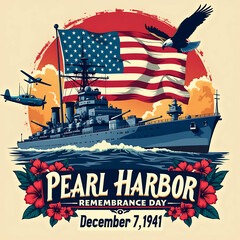 Pearl Harbor Remembrance Day Background t-shirt design
