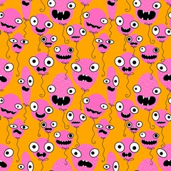 Fototapeta premium Halloween ghost seamless cartoon balloons pattern for wrapping paper