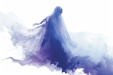 Fototapeta premium A Spectral Figure Ascends in a Cloud of Blue