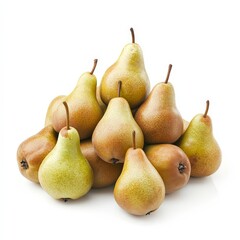 A pile of pears with green stems