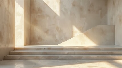 Minimalist Interior Space With Warm Lighting and Subtle Shadows at Midday