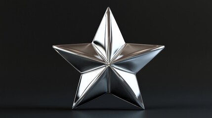A silver star is shown on a black background
