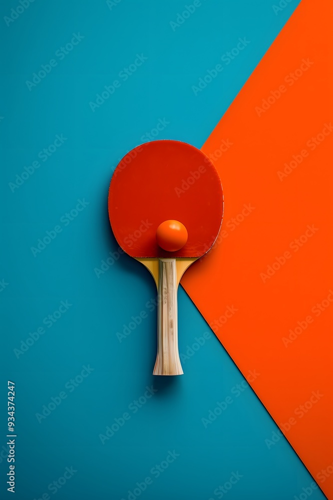 Poster a minimalistic representation of the relationship between table tennis and unity ai generated illust
