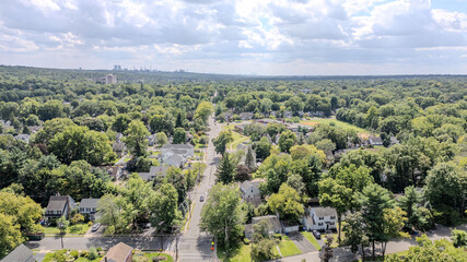 Experience the charm of suburban living in Montclair, New Jersey, captured from a bird's-eye view....