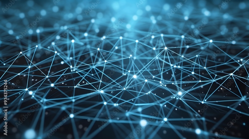 Poster A multitude of points interconnected by lines representing the sheer vastness of a global network  AI generated illustration