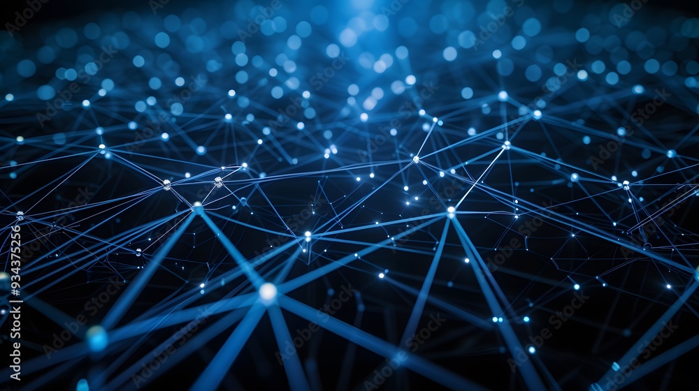 Poster A multitude of points interconnected by lines representing the sheer vastness of a global network  AI generated illustration