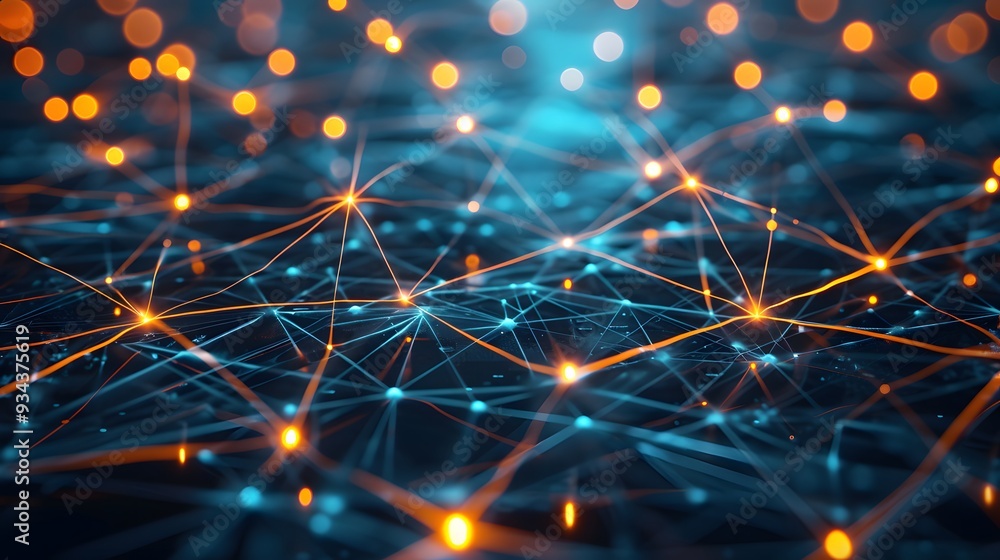 Poster a network of glowing linkages symbolizing the connections in a technological ecosystem ai generated 