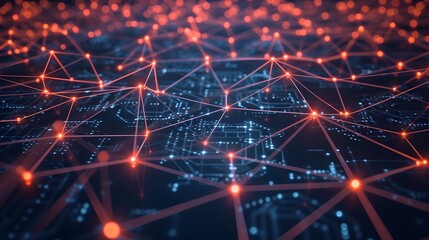 A network of glowing connected nodes representing Big Data  AI generated illustration