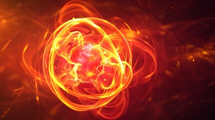 A nuclear fusion reaction represented in 3D abstract form  AI generated illustration