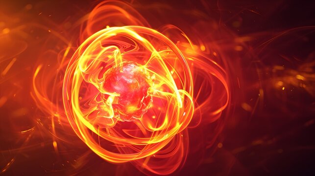 A nuclear fusion reaction represented in 3D abstract form  AI generated illustration