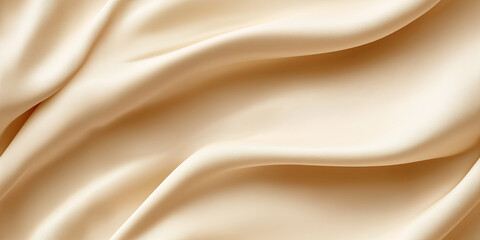 Obraz premium Soft beige satin fabric gracefully drapes in subtle waves, forming a seamless pattern that evokes warmth and comfort.