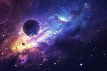 Obraz premium Breathtaking Space Spectacle with Nebula and Planets