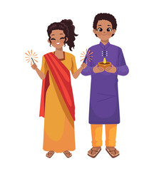 indian couple festival of diwali celebration