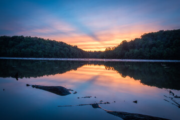 beautiful sunset over doe run lake kentucky