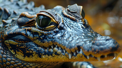 Obraz premium Amazon Dwarf Crocodile face, showcasing its eyes and scales