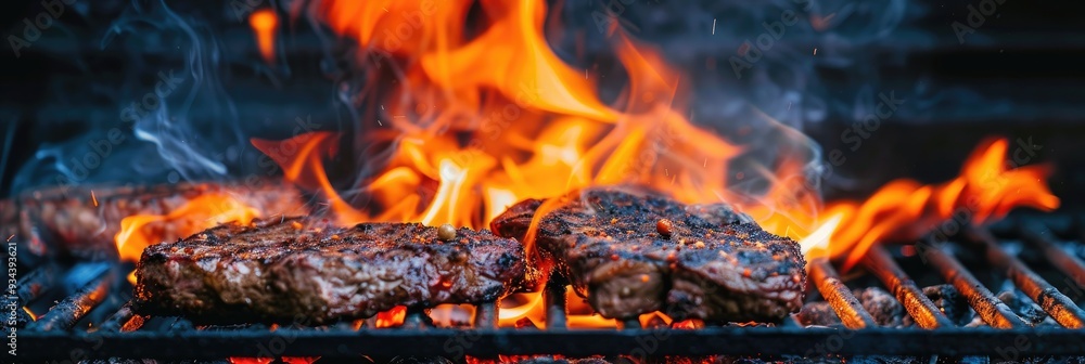 Canvas Prints Flames arising from a barbecue grill