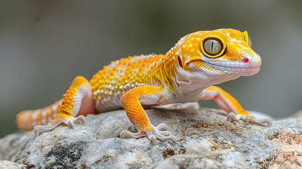 Obraz premium Amazon Gecko basking on a rock, its scales and body texture