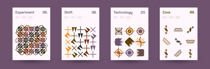 Comprehensive Set of Geometric Patterns: Ideal for Designers, Featuring a Wide Range of Symmetrical Shapes and Repeating Motifs for Versatile Use in Digital and Print Projects. Vector Illustration.	