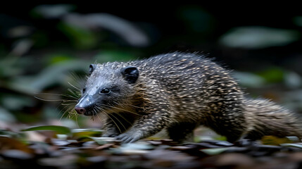 Fototapeta premium Amazon Giant Anteater walking through the forest, its long snout and bushy tail visible