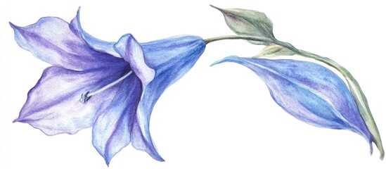 Fototapeta premium Watercolor illustration of a bell flower Hand painted artwork