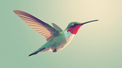 Obraz premium A simple 3D graphic of a hummingbird in flight AI generated illustration