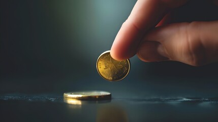 A simple image of a hand flipping a coin illustrating financial risk  AI generated illustration