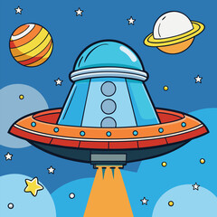 ufo in space Adobe Illustrator Artwork