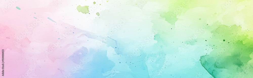Poster watercolor illustration featuring an abstract gradient background with a blend of green blue cyan an