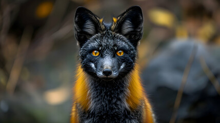 Obraz premium Amazon Hoary Fox face, its eyes and fur detailed with a soft focus background