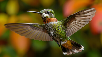 Fototapeta premium Amazon Hummingbird in mid-flight, its wings creating a blur of colors